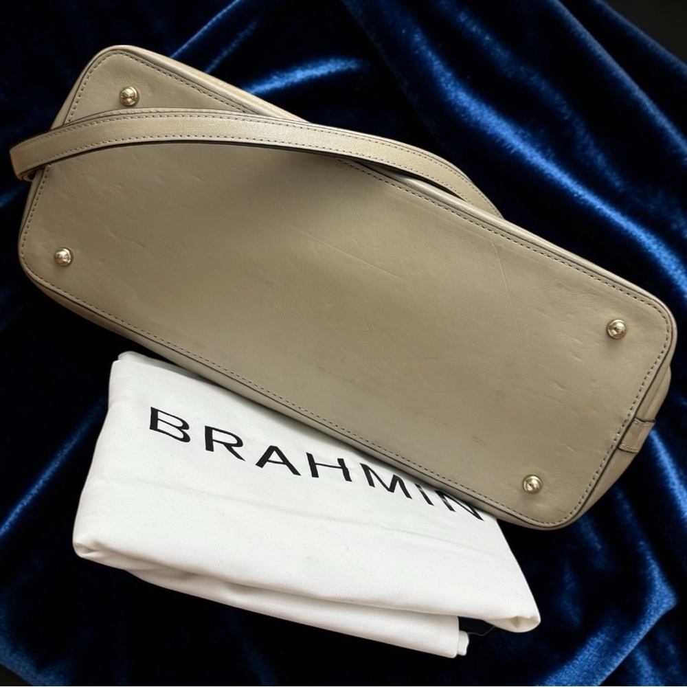 Brahmin Large Smooth Leather Duxbury Satchel/Shoulder Bag in Sand Topsail - Picture 6 of 11